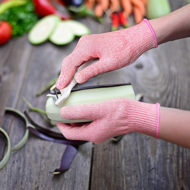 Evridwear Cut Resistant Gloves Food Grade Level 5 Kitchen Safety Protection (Medium, Pink) - Image 4